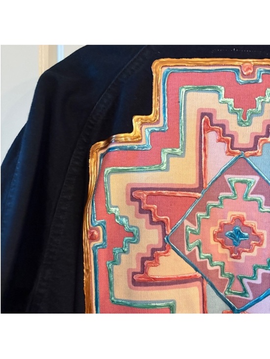 Sundance Hand Painted Southwestern  Boho Western  Oversized Coat Size Small - Picture 10 of 11
